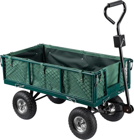 Bolderkar Tuinkar - Transportwagen - Zwaar Werk - Afneembaar Binnenzeil - 300 kg - Groen