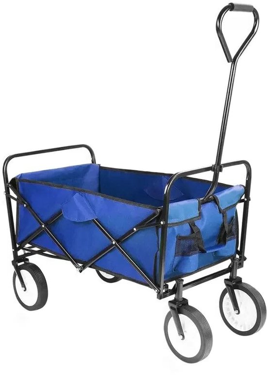 Bolderkar - Tuinwagen - Opvouwbare - Stevige Transportkar 110L - Heavy Duty Camping Trolley - Grote Wielen - en Waterdicht - Voor Tuin - Strand - en Boodschappen - Blauw van Merkloos