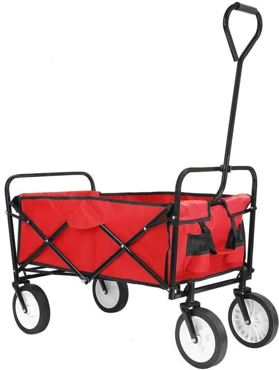 Bolderkar - Tuinwagen - Opvouwbare - Stevige Transportkar 110L - Heavy Duty Camping Trolley - Grote Wielen - en Waterdicht - Voor Tuin - Strand - en Boodschappen - Rood van Merkloos