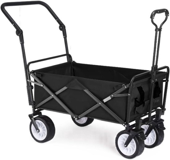Bolderkar Tuinwagen - Transportwagen Opvouwbaar - Outdoor Kamperen - Grote Capaciteit - 76 x 53 cm - Zwart