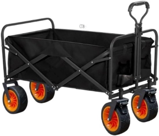 Bolderkar Tuinwagen - Transportwagen Outdoor - Boodschappen & Tuinieren - Inklapbaar & Verstelbaar - 150 kg draagvermogen - Zwart