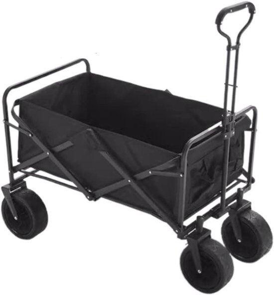 Bolderkar Tuinwagen - Transportwagen Outdoor - Spullen Vervoeren - Opvouwbaar Ontwerp - 88 x 52 x 72cm - Zwart