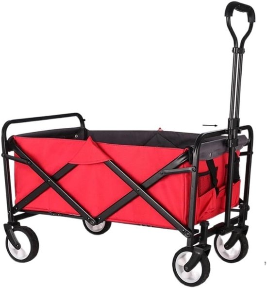 Bolderkar Tuinwagen - Transportwagen Vouwwagen - Buitenactiviteiten - Inklapbaar en Wasbaar - 60 kg capaciteit - Rood