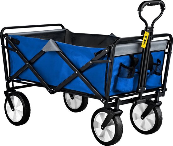 Bolderkar - Vouwwagen - Winkelwagen - Opvouwbare bolderkar - Camping Wagen - 80KG Laadvermogen - Blauw/Grijs van Merkloos