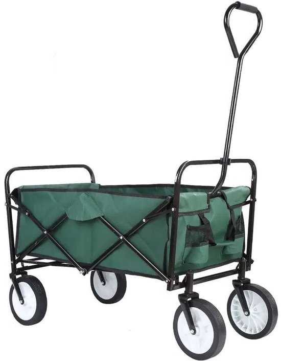 Bolderkar - Wagen - Bolderwagen - Opvouwbaar - Strandkar - Sterke Camping - en Strandwagen met Wielen en Handvat - Groen van Merkloos