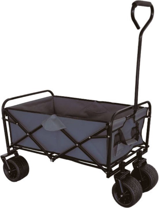 Bolderkar - Zwart - Extra Brede Wielen - Opvouwbaar - Laadvermogen - 80KG - Laadruimte 91 x 52 x 62 - Staal - polyester - PU Wielen - Festival/strand/camping Bolderkar van LifeGoods