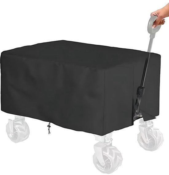 Bolderkarhoes Waterdicht - Opvouwbare Tuinwagenhoes - Oxford-Stof - Verstelbaar - Inclusief Opbergtas - Zwart (95 x 60 x 50 cm)