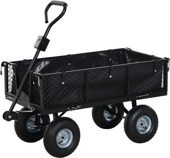 Bolderwagen – Bolderkar – Transportwagen – Trolley – Stevige Stalen Constructie – 114 Liter Inhoud – 300 Kg Draaggewicht van Merkloos