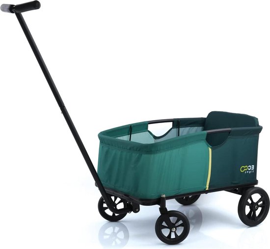 Bolderwagen Eco Light Stabiel Inklapbaar met Zitkussen - 1 Kind - Belastbaar tot 50 kg - Groen Bolderkar van Childhome