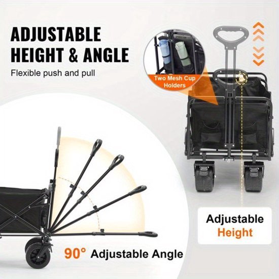 Bolderwagen – Inklapbare Wagen – Transportwagen – Strandwagen – Draagkracht 158 Kg – All-Terrain Wielen