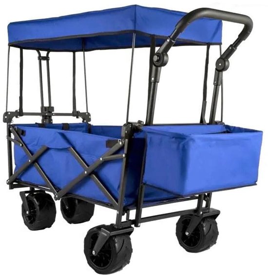 Bolderwagen – Opvouwbare Bolderkar – Transportwagen – Pickupkar – Laadvermogen 100 Kg – 600D Oxford Polyester - Blauw van Merkloos