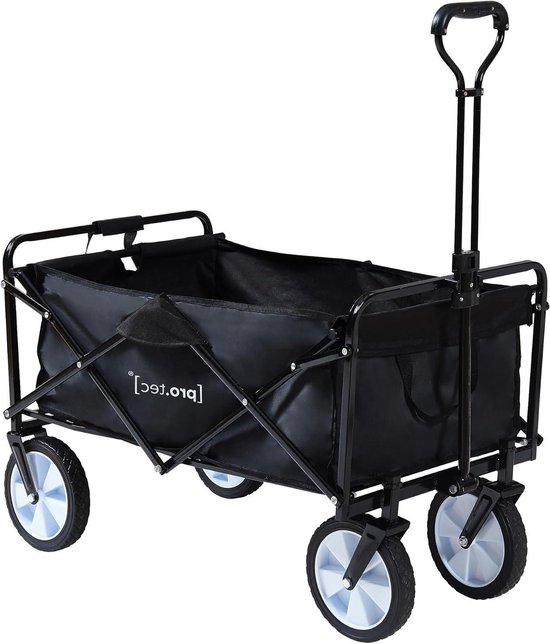 Bolderwagen - Transportkar Tuinwagen - Spullen Vervoeren - Compact Opvouwbaar - 84 x 55 cm - Zwart