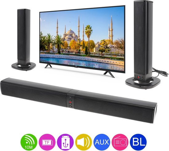 Bolmans - Stereotoren - Stereo Sets - Stereo Installatie - Bluetooth - Surround Sound - Opvouwbare/Splitbare Soundbar - 75db - USB - Incl. Microfoon van Bolmans