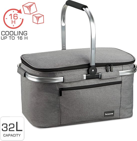 bomoe koeltas picknickmand opvouwbaar IceBreezer K47 - 47x27x26 cm - 32 liter- perfect voor barbecues of boodschappen van bomoe