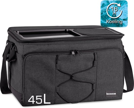 bomoe KT43 – Opvouwbare Koeltas Antracite 45l – Koelbox voor Onderweg – 43x32x28 cm – Picknicktas voor Barbecues Festivals van bomoe