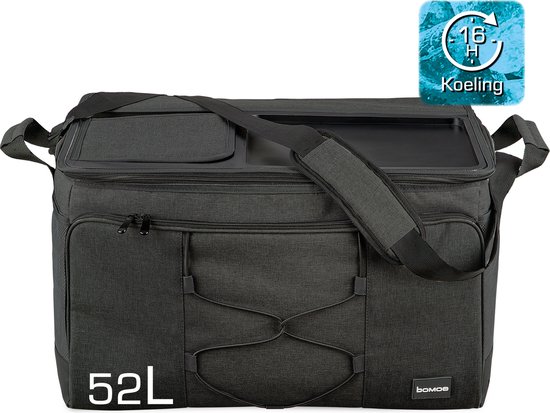 bomoe KT53 – Opvouwbare Koeltas Antracite 52l – Koelbox voor Onderweg – 53x37x32 cm – Picknicktas voor Barbecues Festivals van bomoe