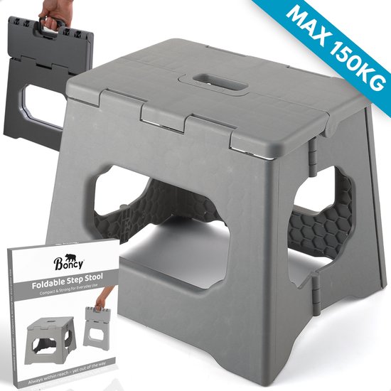 Boncy® Premium Opstapje Inklapbaar XL - Volwassenen & Kinderen - Opstapkrukje Opvouwbaar voor Keuken Badkamer Caravan & Camper - 30 x 24 x 24 CM - Camping Krukje - Opstapjes - Trapje Kind - Opstap van Boncy