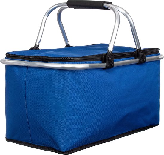 Boodschappenmand koelmand shopper lunchtas koeltas picknickmand inklapbaar ca. 46x23x27 cm blauw van BOO