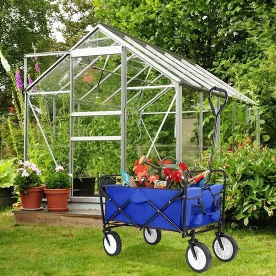 Boodschappenwagen - Winkel kar - Winkelwagentje - Bolderkar - Bolderkar opvouwbaar - Bolderwagen - 70KG - 64x50x92 - Blauw