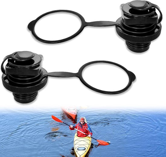 Bootventiel Reserveonderdeel - Opblaasventiel - Watersport Reparatie - Hoge Dichtheid PVC - 2 stuks - Zwart/Bruin van Merkloos