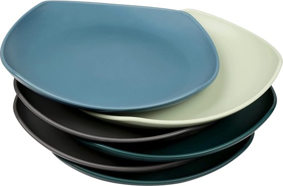 Borden, 6 stuks, 18,5 cm, platte borden voor barbecue, camper, party, picknick, camping, onbreekbare plaat van PP voor kinderen en volwassenen, lichtgewicht plastic bord, magnetron- en van Morgenzon