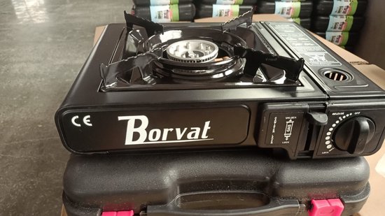 Borvat® - Draagbaar Camping Kookstel 1-Pits - Kooktoestel Kampeer Gas Kookstel - Butaangas Gasstel Gasfornuis Gaspit - Campingkooktoestel Gas Kookplaat - Elektrische Ontsteking - Met Koffer - 1-Pits van Borvat