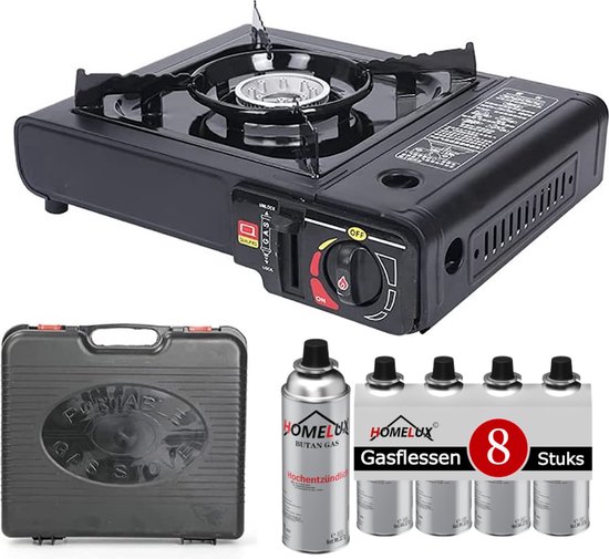 Borvat® - Draagbare Gasfornuis - Camping Kookstel - Gas Stove - Gasfornuis - Kooktoestel - Outdoor - Op Reis - 8 gasflessen van Borvat