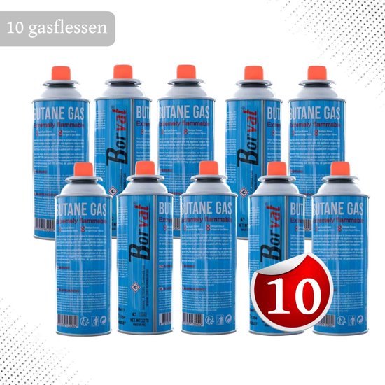 Borvat® - Gasfles butaan gasbus met inhoud van 227gram - 10 stuks in de verpakking van Borvat