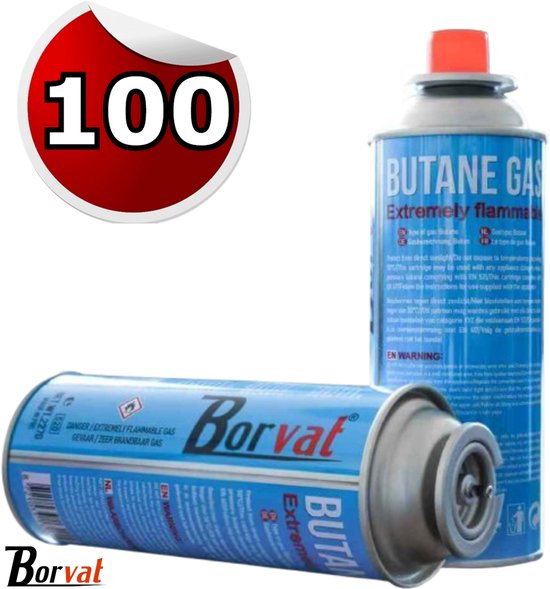 Borvat® - Gasfles butaan gasbus met inhoud van 227gram - 100 stuks in de verpakking