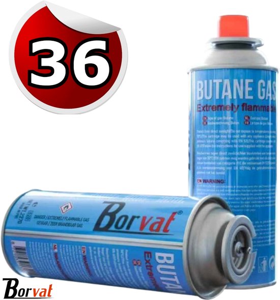 Borvat® - Gasfles butaan gasbus met inhoud van 227gram - 36 stuks in de verpakking van Borvat