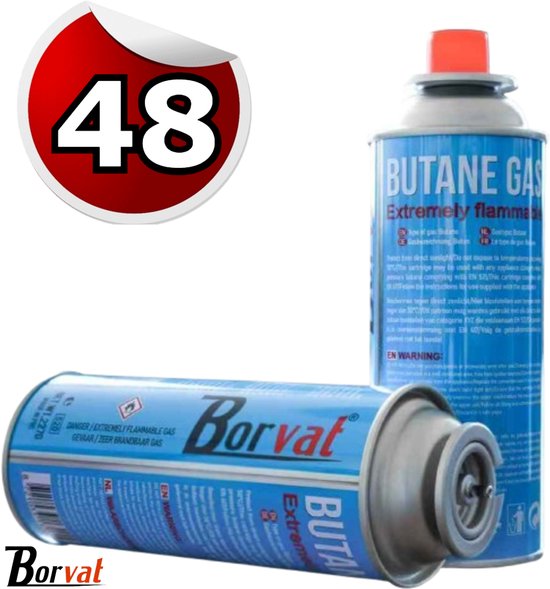 Borvat® - Gasfles butaan gasbus met inhoud van 227gram - 48 stuks in de verpakking van Borvat