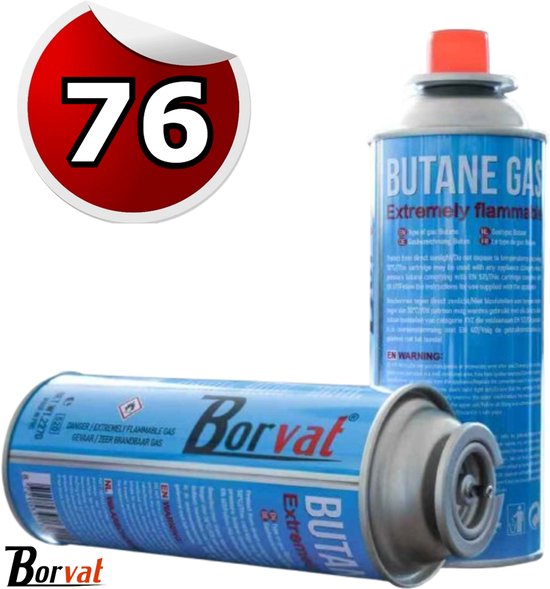Borvat® - Gasfles butaan gasbus met inhoud van 227gram - 76 stuks in de verpakking