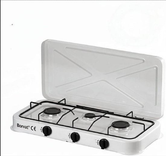 Borvat® Gasstel 3 Pits – Compact kooktoestel voor – Krachtige gaskookplaat – Ruimtebesparend ontwerp-Wit van Merkloos