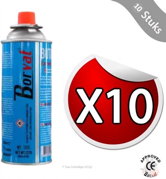 Borvat® | Homelux 10-Pack 227g Butaangaspatronen - Hoogwaardige Gasfles voor Campingkooktoestellen, Bunsenbranders en Soldeerbranders - Type MSF-1a van Borvat