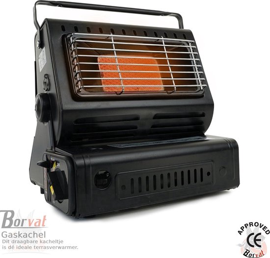 Borvat® Kamping Gaskachel - Heater - Kachel - Terrasverwarmer - Camping gaskachel - Buitenkachel - Gas Heater - Verstelbaar - Draagbaar - Zwart van Merkloos