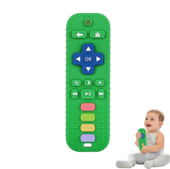 BOTC Baby Afstandsbediening - Babybijtring - Kauwspeeltje voor baby's van 3-24 maanden - TV-Afstandsbediening - 1 stuk - Groen van BOTC