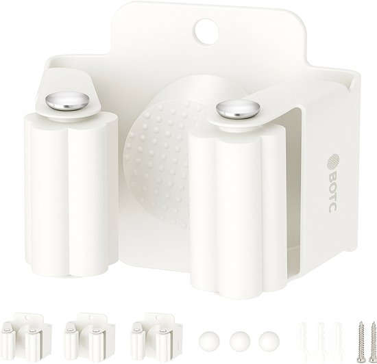 BOTC Bezemhouder - 4 stuks - Schroefboren - RVS - Tuingereedschap Ophangsysteem - Wit van BOTC