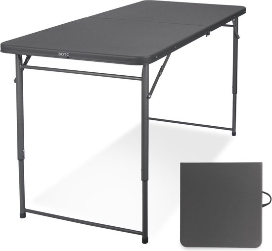 BOTC Inklapbare Tafel - Klaptafel - 120*60CM - Vouwtafel - Kampeertafel - Inklapbaar - Draagbaar - Zwart van Merkloos