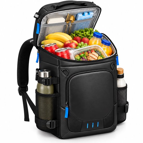 BOTC Koelrugzak 33L - Geïsoleerde Koeltas Rugzak met Dubbel Compartiment - Lekbestendig & Waterafstotend - Voor Picknick, Camping & Strand - Zwart van BOTC