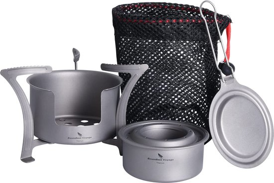 Boundless Voyage - Mini Titanium - Spirit Fornuis Alcohol - Kachel Hout - Fornuis met Standaard - Buitenshuis - Kamperen - Wandelen - Backpacken - Oven Tourist Stove - Survival Trekking - Wandelbenodigdheden - Ti2013C van Merkloos