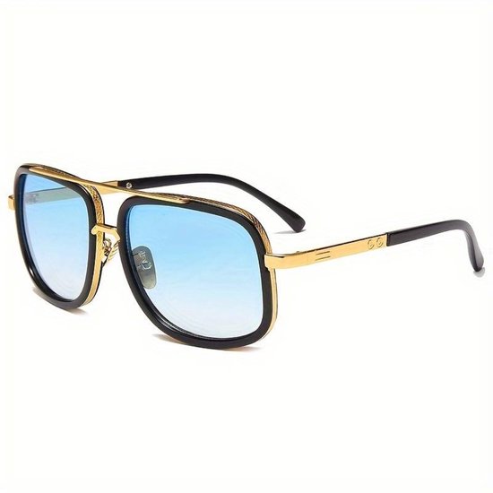 Bovista Zonnebril Voor Dames & Heren - Zonnenbrillen - Zonnenbril - Sun Glasses - Sunglasses - Techno Bril - Rave & Festival - Premium Quality - Zwart/Goud van Bovista