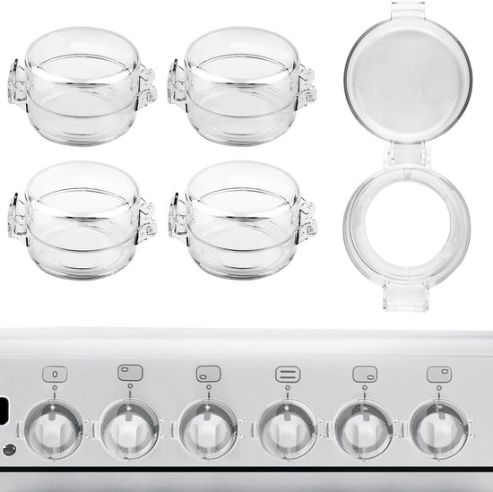 BOXOB 5Pcs Safety Covers for Gas Stove Knobs, 6cm Oven Knob Locks Child-proof Heat Resistant Protective Cover for Gas and Electric Cookers van Merkloos