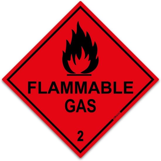 Brandbare Gassen Veiligheidsbord - Vinyl Sticker 100x100mm Rood