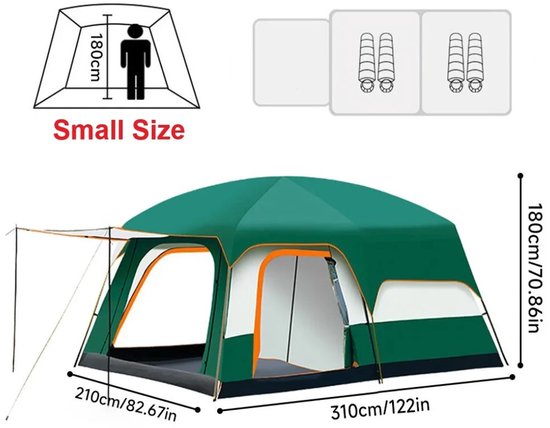 Brandistry - Kampeer Tent - Kamperen - Camping - Outdoor - 2 tot 4 Personen - UV Bescherming - Waterdicht - Lichtgewicht - Groen