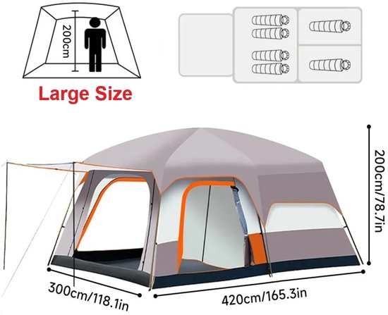 Brandistry - Kampeer Tent - Kamperen - Tent - Camping - Outdoor - Large - Lichtgewicht - Waterdicht - Beige - 2-6 Personen