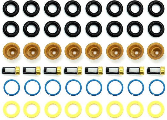 Brandstofinjector Afdichtingskit - Reparatieset Injector - Motoronderhoud Auto - Universele Compatibiliteit - 8 Sets - Zwart van Merkloos