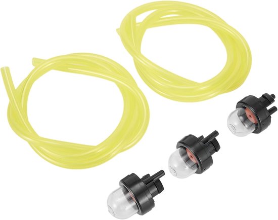 Brandstofleiding Primerlampen - Reparatieset Kettingzaag - Motoronderhoud Buitenapparatuur - Complete Set Inclusief Slang - 3 Lampen 5 Meter - Zwart