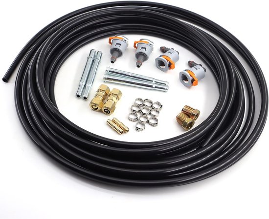 Brandstofleiding Reparatie - Nylon Leiding Set - Auto Onderhoud - 23 Delige Kit - 10 mm 25 Voet - Zwart van Merkloos