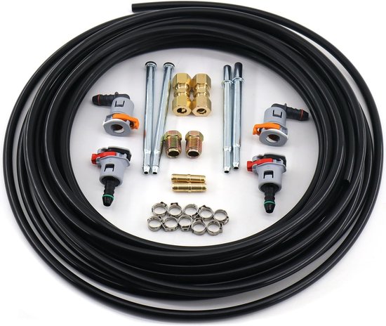 Brandstofleiding Reparatie - Nylon Slang Kit - Voertuig Onderhoud - 23 Delige Set - 8 mm 25 Voet - Zwart van Merkloos