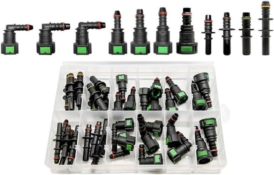 Brandstofleiding Reparatie - Snelkoppelingen Kit - Motor Onderhoud - Lekvrije Dubbele Afdichting - 40 Delen 11 Maten - Zwart